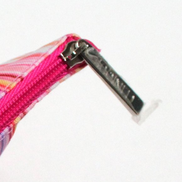 Clinique Makeup Accessory or Travel Bag - Vertical Stripes & Bright Pink Lining - Picture 8 of 13